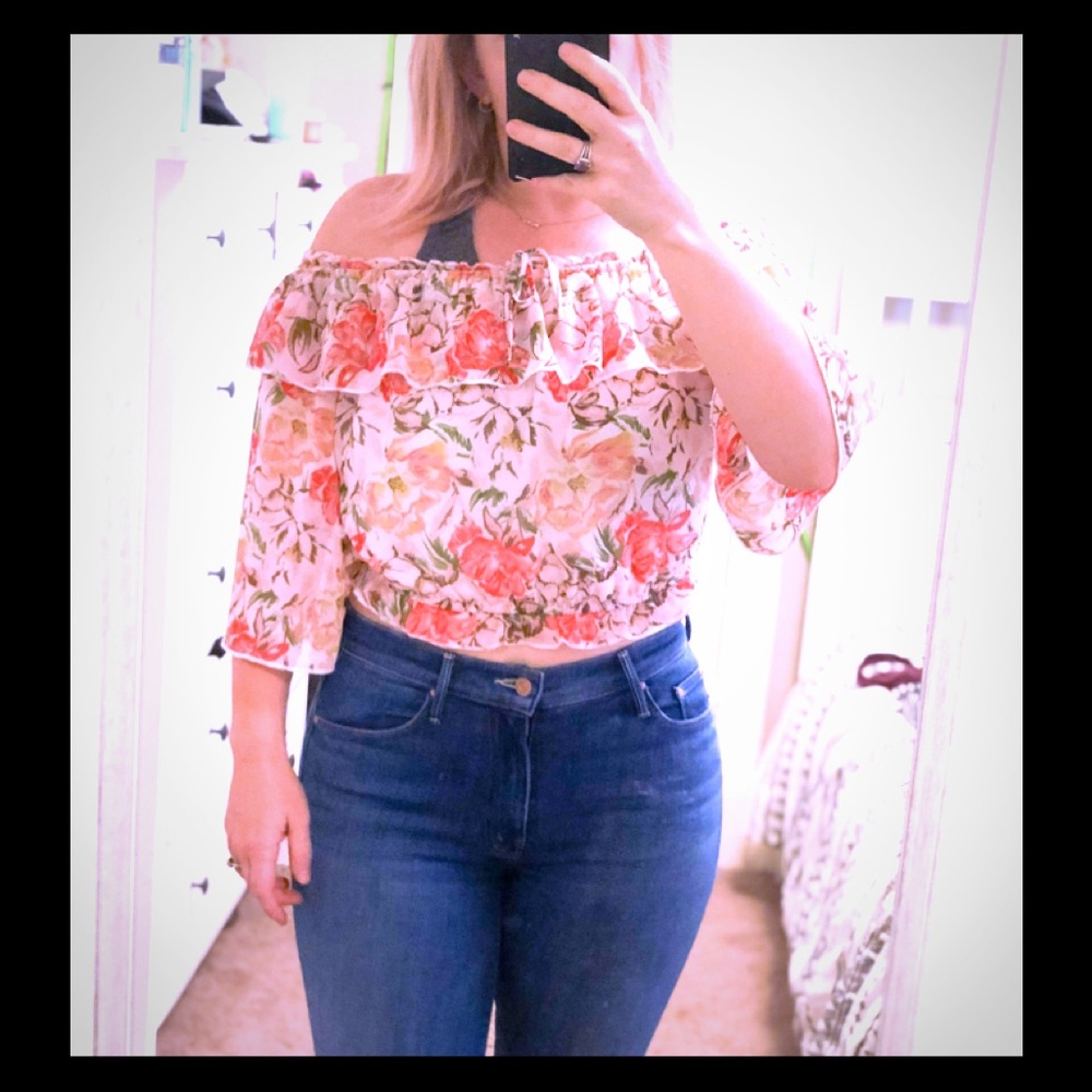 Wayf floral off-the-shoulder top
